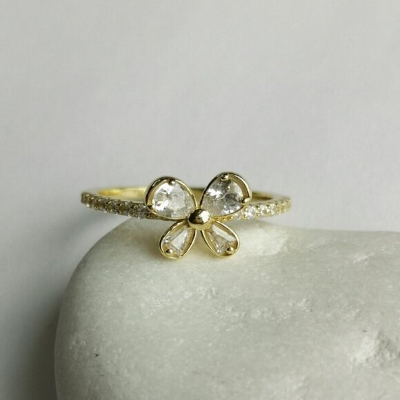 Butterfly Ring in CZ and Sterling Silver 14k gold overlay size 6 🆕 - Picture 5 of 7